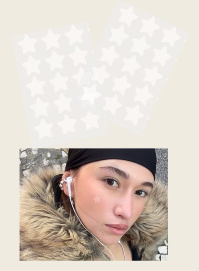Binsu Miracle Stars clear star patch sheets and on-skin application